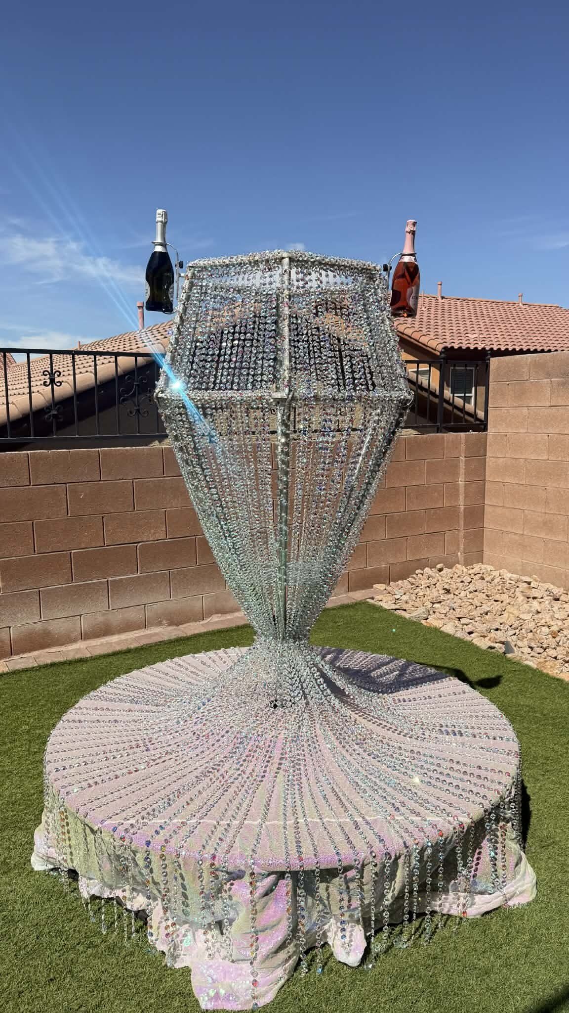Guests served champagne at the diamond tower