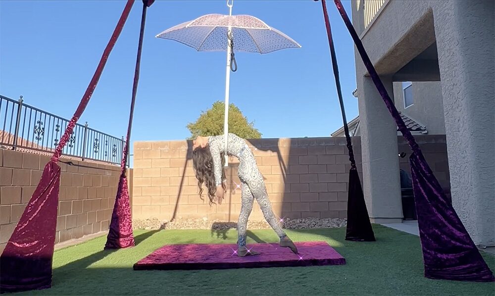 White umbrella set under the Dark Romance rig