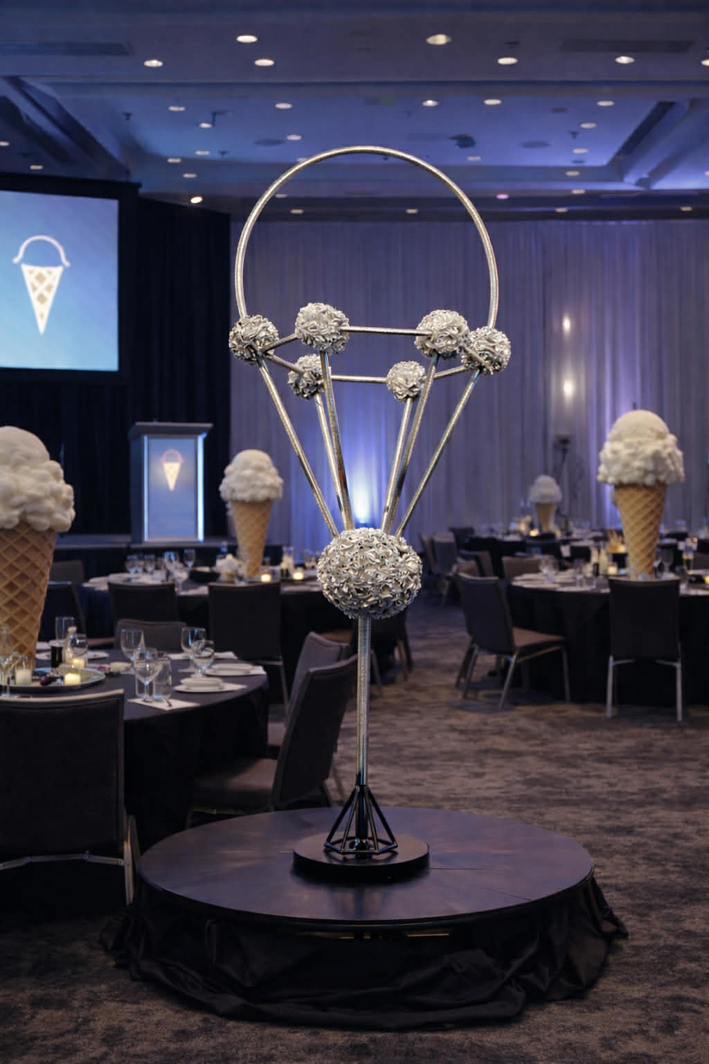 LED Ice Cream prop in a conference ballroom